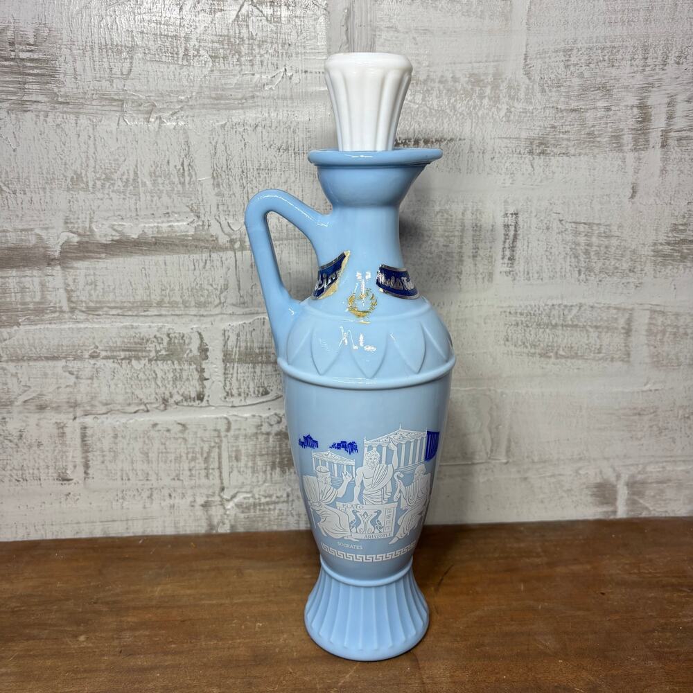 Vintage Blue Jim Beam Greek Philosopher Decanter Bottle